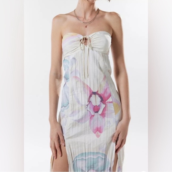 Urban Outfitters Silence+Noise Kai Bandeau Strapless Midi Dress Size Large New - Picture 4 of 6